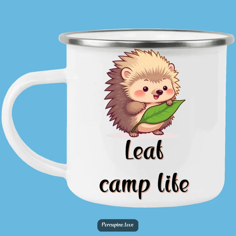 Funny Balancing Porcupine Leaf Camping Mug - Outdoor Humor, Durable Funny Gift