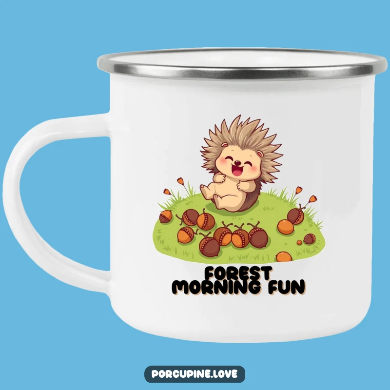 Funny Porcupine Campfire Mug: Cute Acorn Outdoor Fun Funny Gift