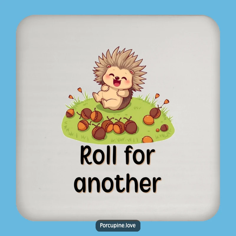 Funny Porcupine Drink Coaster: Cute Acorn Protection Funny Gift