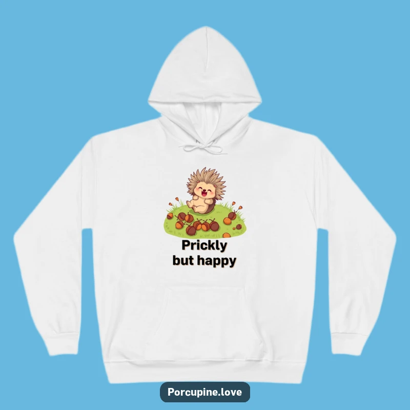Cozy Funny Porcupine Hoodie: Rolling Acorn Fun Hoodie Funny Gift