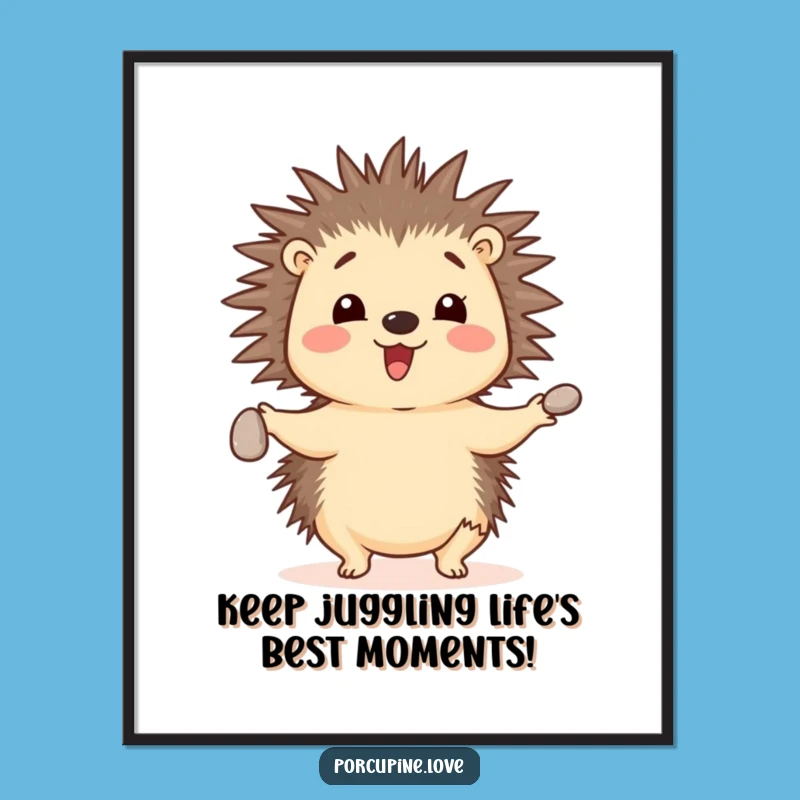 Funny Free Printable Wall Art: Juggling Porcupine Downloadable Art