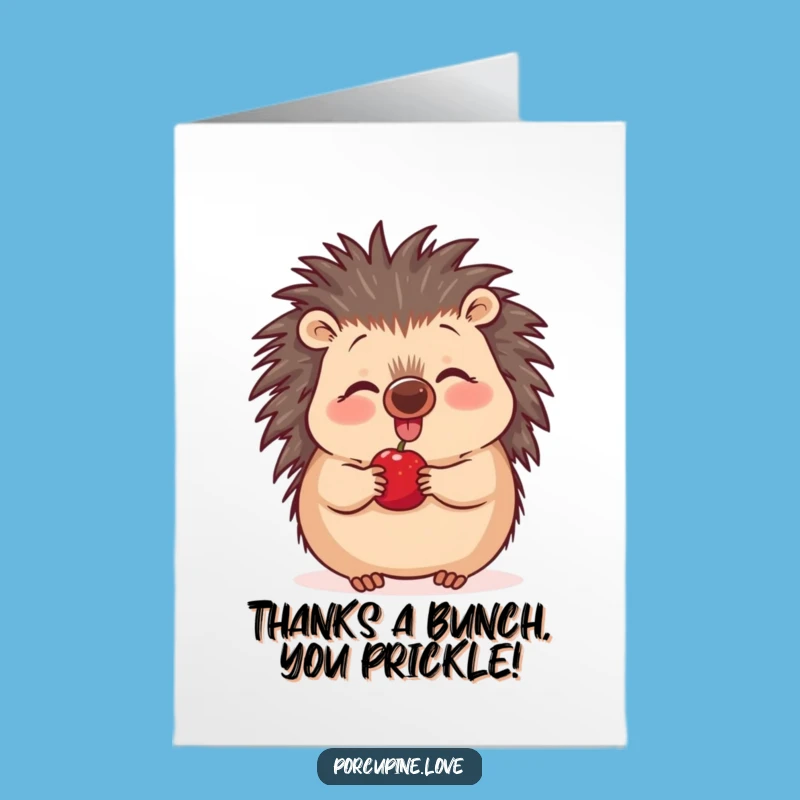 Free Printable Thank You Card: Berry-Loving Porcupine for Your Gratitude