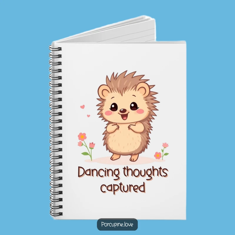 Funny Dancing Porcupine Flower Notebook - Joyful Journal, Hilarious Gift Idea