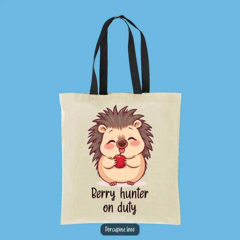 Funny Excited Porcupine Tote Bag - Berry Wiggling Nose, Cute & Hilarious Accessory